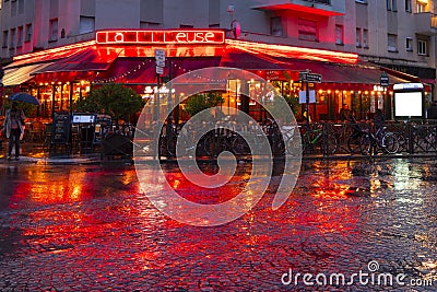 Parisian bistro, restaurant and bar in Paris, France Editorial Stock Photo