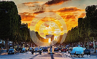 Parisian Champs Elysees Editorial Stock Photo