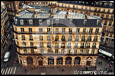 Parisian Haussmann Building View from a Rooftop Editorial Stock Photo