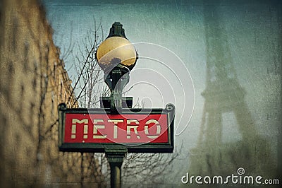 Parisian Metro sign Editorial Stock Photo