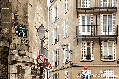 Parisian street photo of classic architecture Stock Photo