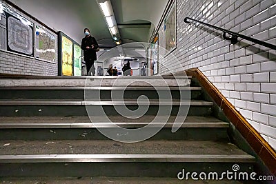 In the Parisian subway during the pandemic 2021 Editorial Stock Photo