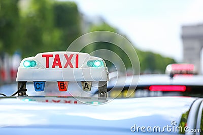 Parisian taxi in the city Stock Photo