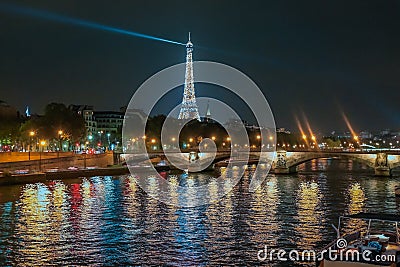 Parisien architecture and Eiffel tower at evening, Paris, France Editorial Stock Photo