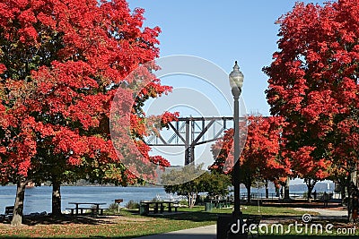 Park Along the Hudson River Stock Photo