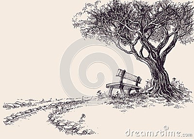 Park artistic sketch Vector Illustration