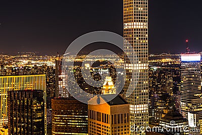432 Park Avenue and Manhattan night view Stock Photo