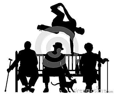 Park bench parkour Vector Illustration