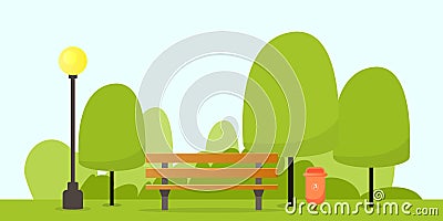 Park bench with tree Vector Illustration