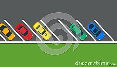 Park car vector illustration top view lot road. Above carpark garage street sign concept. Free space auto traffic place. Vehicle Vector Illustration