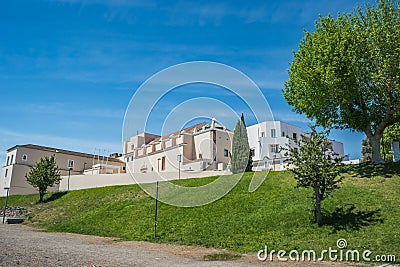 Park of the castle and building of the Pousada D. Afonso II, Alcácer do Sal - PORTUGAL Stock Photo