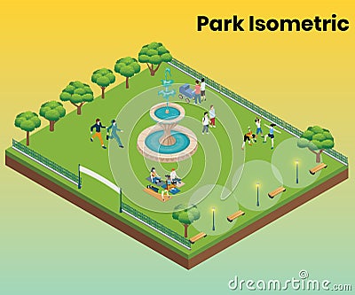 Park For Entertainment for Children Isometric Artwork Concept Stock Photo