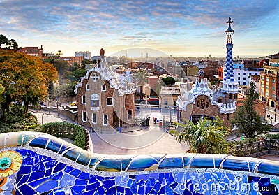 Park Guell in Barcelona, Spain Editorial Stock Photo