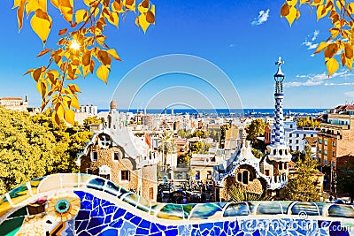 Park Guell in Barcelona, Spain. Editorial Stock Photo