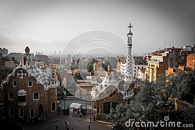 Park guell colors in Barcelona, Spain. Editorial Stock Photo