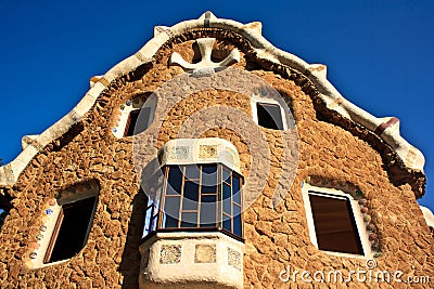 Park Guell pavilion, Barcelona, Spain Stock Photo