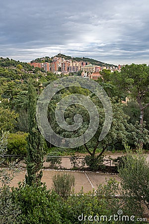 Gorgeous and amazing Park Guel in Barcelona. Spain Stock Photo