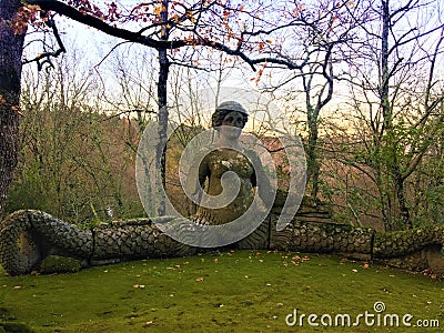 Park of Monsters, Sacred Grove, Garden of Bomarzo. Mermaid and nature Stock Photo