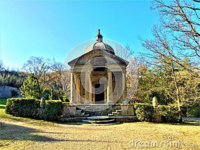 Park of the Monsters, Sacred Grove, Garden of Bomarzo. Temple of Eternity and alchemy Stock Photo