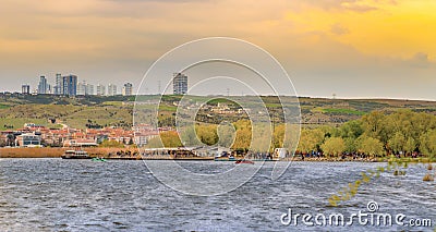 A Park near lake Mogan with Golbasi city Ankara, Turkey Stock Photo