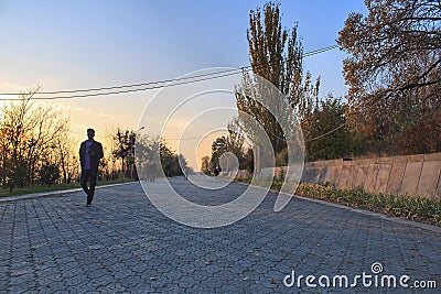 The park near statue Mother Armenia Editorial Stock Photo