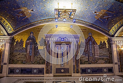 Interior of the main Cathedral of the Armed Forces of Russia Editorial Stock Photo