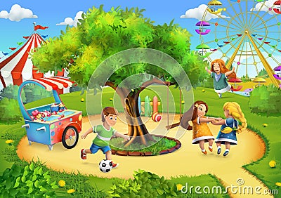 Park, playground background Vector Illustration