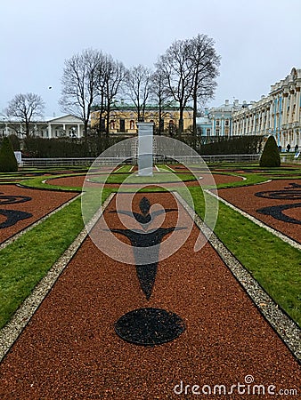 The park in Pushkin Catherine palace Editorial Stock Photo