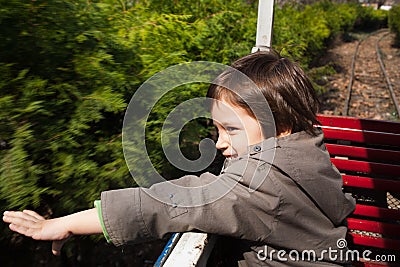 Park ride on small train Stock Photo