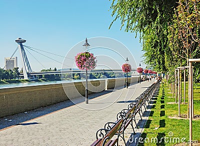 Park by River Danube, Bratislava Editorial Stock Photo