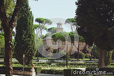 Park in Rome, Italy Villa Borghese Stock Photo