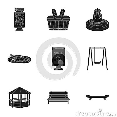 Park set icons in black style. Big collection of park vector symbol stock illustration Vector Illustration