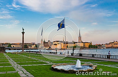 Park Stadshusparken with Monument Engelbrekt, Stockholm, Sweden Editorial Stock Photo