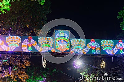 Park street is decorated with diwali lights for the occassion of Diwali, deepabali or deepavali Stock Photo