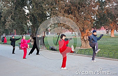 The park to exercise Chinese elderly Editorial Stock Photo