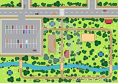 Park view from top Vector Illustration