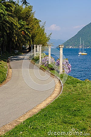 The park of villa Heleneum in Switzerland Stock Photo