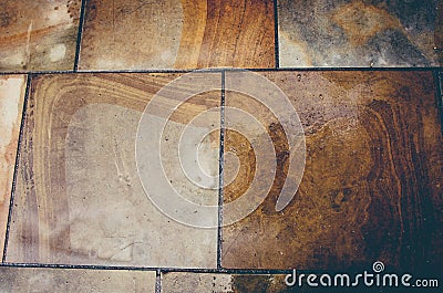 Park walkway pavement with irregular stone tiles Stock Photo