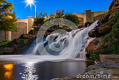 Waterfall at Regatta Park in Oklahoma City Stock Photo