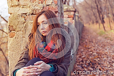 Park woman sadness Stock Photo