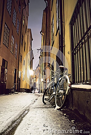 Bike in Stockholm old town Stock Photo