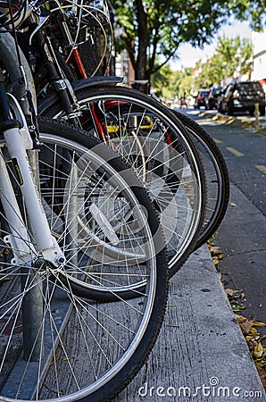 Parked bicycles Editorial Stock Photo