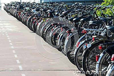 Parked bikes in Amsterdam Stock Photo