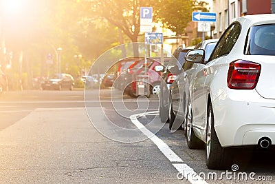 Parked car in the city. Traffic concept. Stock Photo