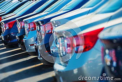 Parked Cars on a Lot Stock Photo