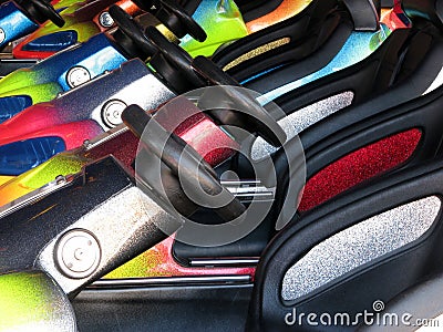 Parked dodgem cars Stock Photo