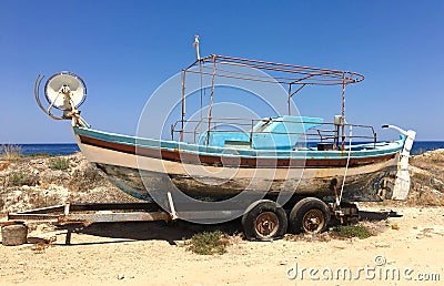 Parked fishing boat Stock Photo
