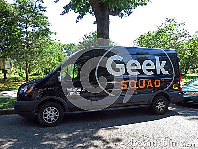 Parked Geek Squad Truck in Washington DC Editorial Stock Photo