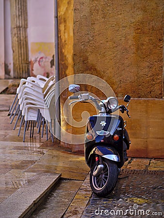 Parked motorcycle Stock Photo