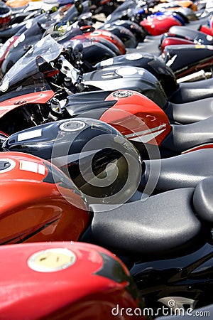 Parked Motorcycles Stock Photo